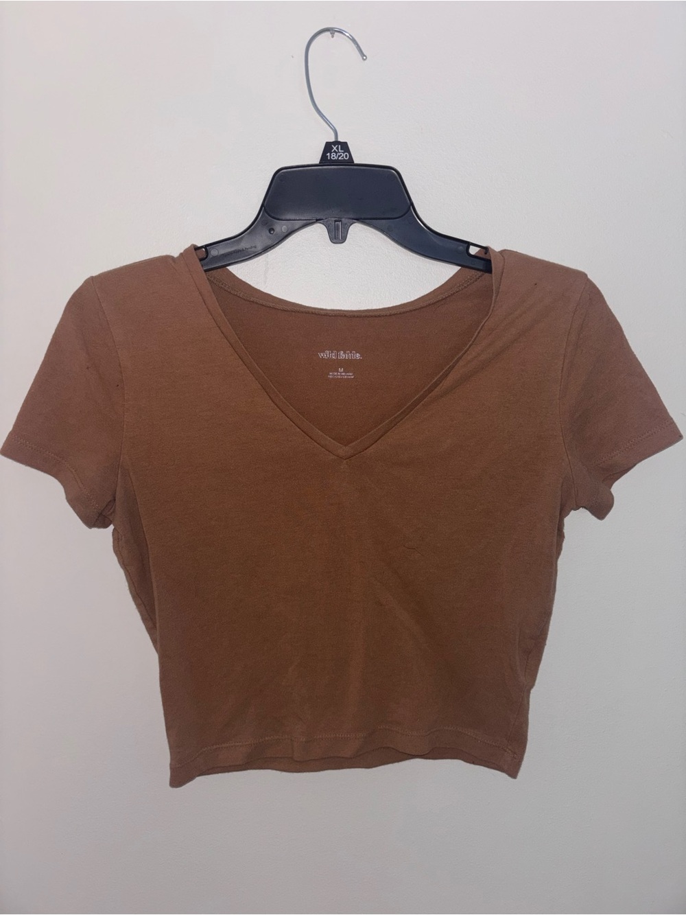 wild fable Brown V-Neck Cropped Tee